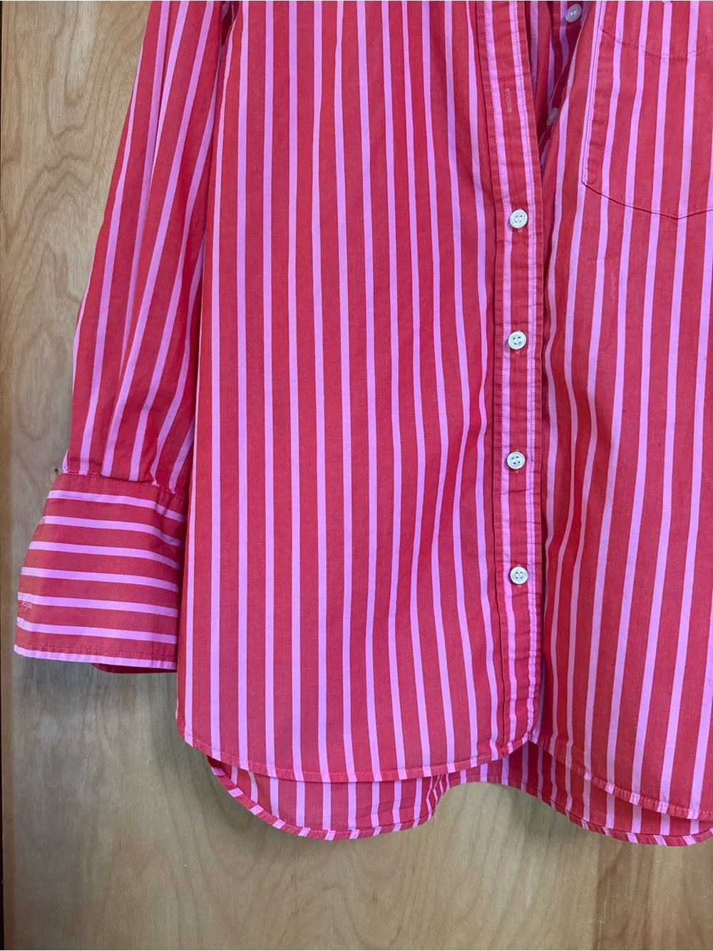 Small GAP Red & Pink Striped Cotton Poplin Button-Down Shirt Coord Set Available - Picture 3 of 10